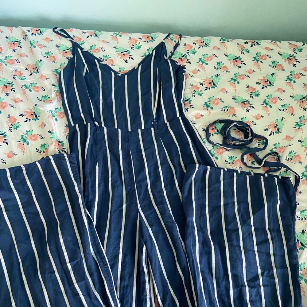 Striped Wide-Leg Romper